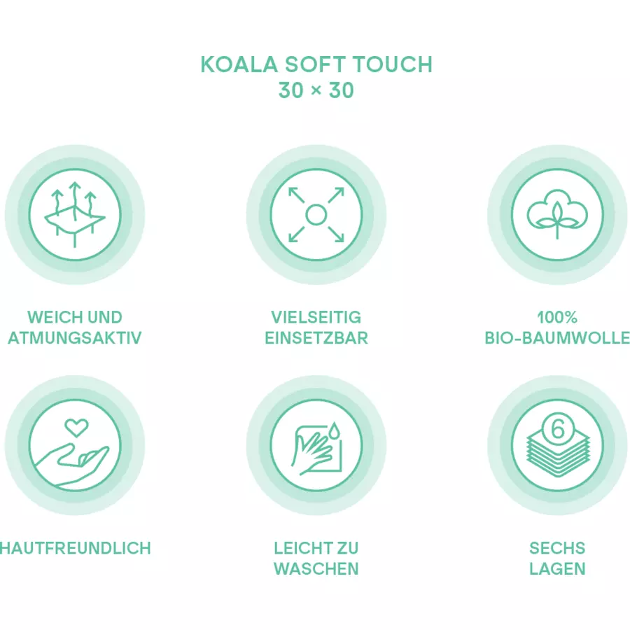 KOALA BABYCARE®Musselintuch Soft Touch 30 x 30 cm 6er-Pack - blau