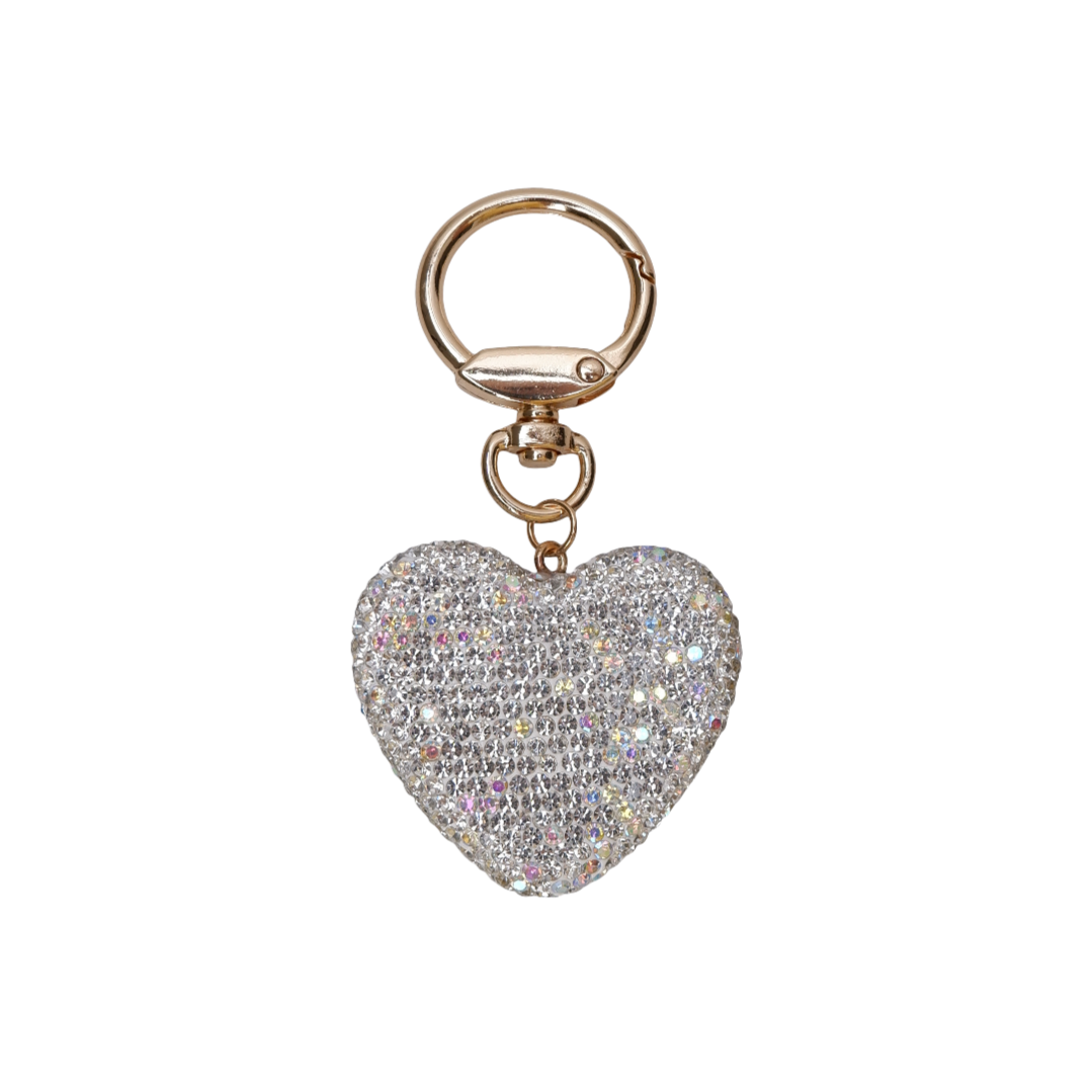 Black Colour  Heart Rhinestone nøglering - Clear
