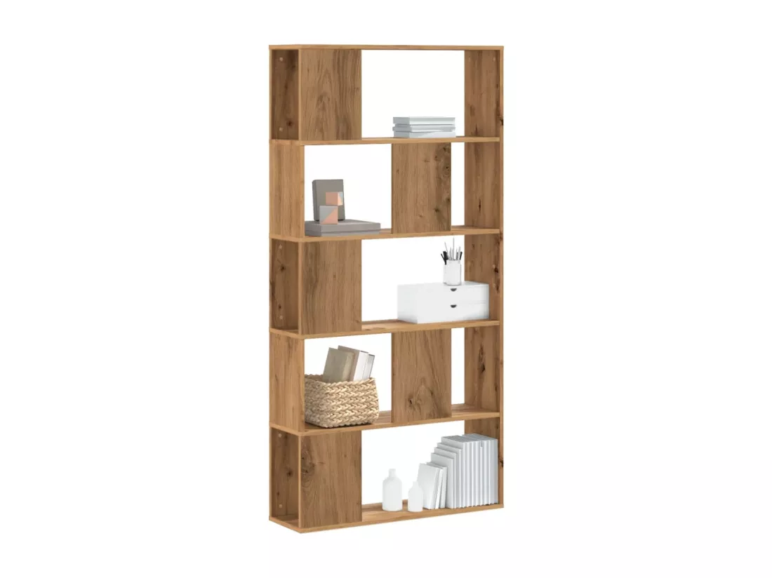 Bibliothèque 5 niveaux chêne artisanal bois ingénierie