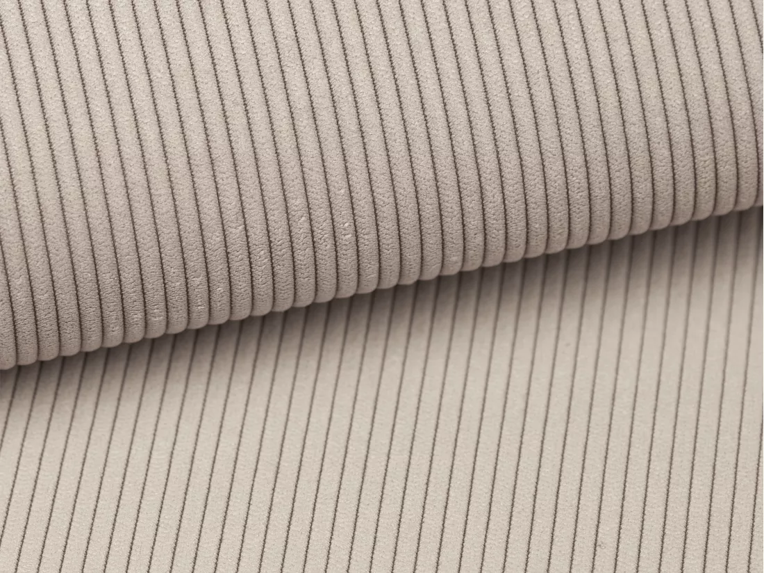Lit coffre 140 x 190 cm avec tête de lit coutures verticales - Velours côtelé - Beige + Matelas - SARAH