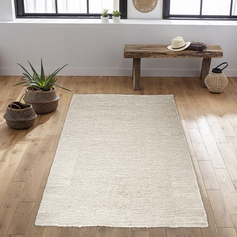 Tapis rectangulaire 'Uran' couleur crème