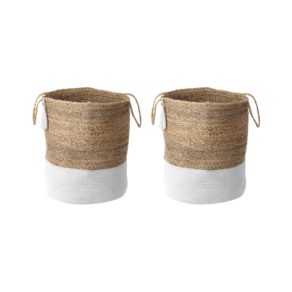 Beliani GAJAR - Lot de 2 paniers en juge blanc et beige