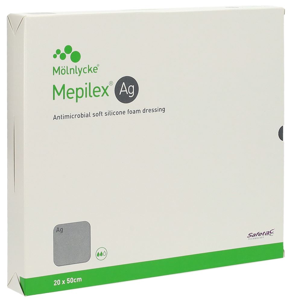 MEPILEX Ag Schaumverband Safetac<br>2 Stück, 20x50cm, Silikon