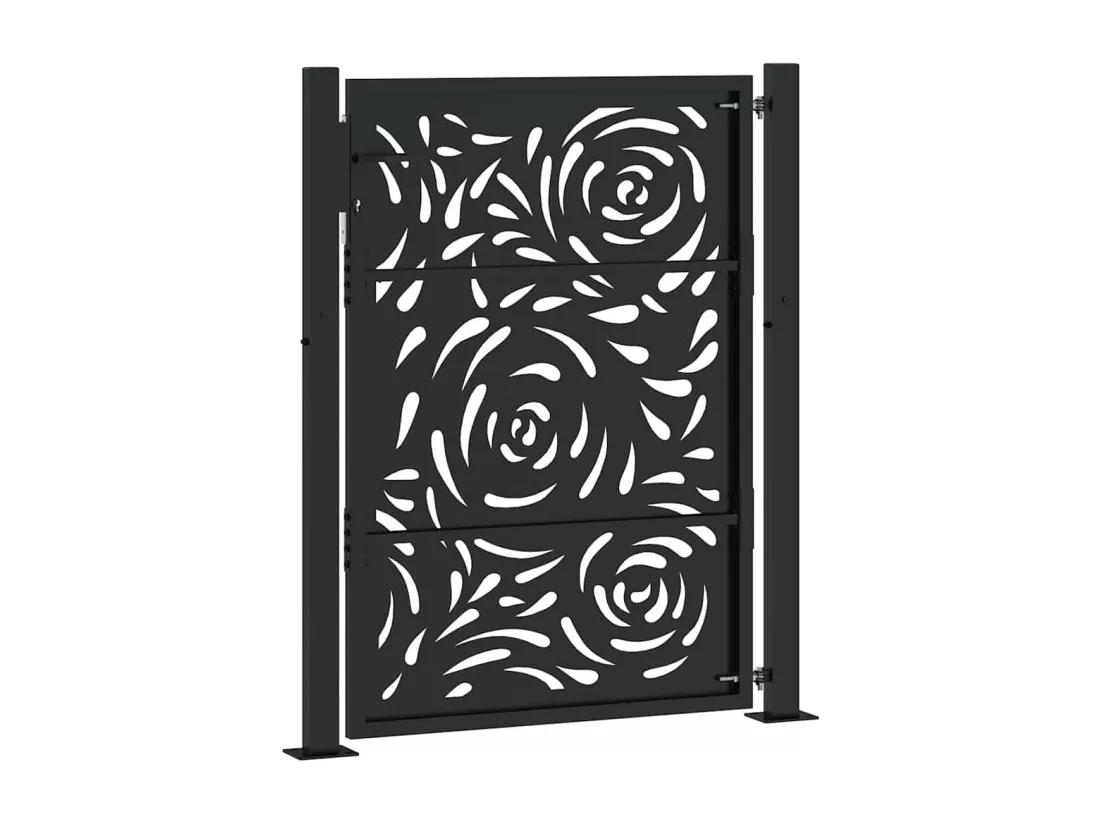 Portail de jardin noir 105x130 cm acier conception de flamme