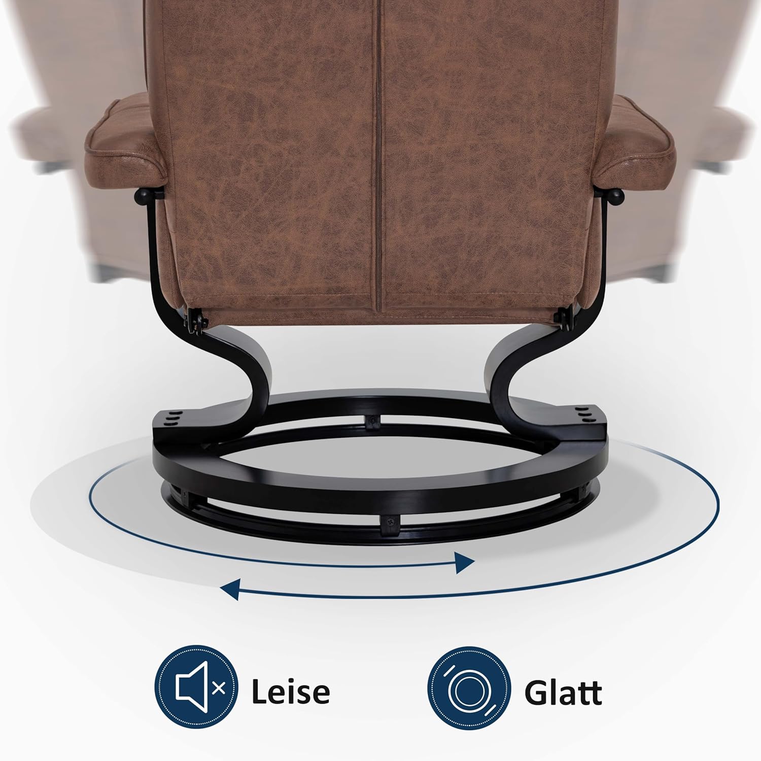 M MCombo Relaxsessel mit Hocker, 360° drehbarer Fernsehsessel mit Liegefunktion, bis 120 Kg belastbarer TV-Sessel, moderner Ruhesessel für Wohnzimmer, 9019 (Mikrofaser, Braun)