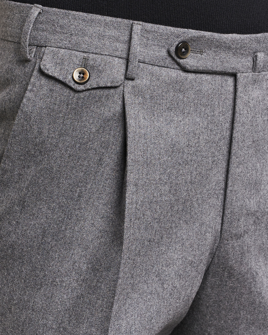 PT01 Slim Fit Pleated Wool/Cashmere Trousers Grey Melange