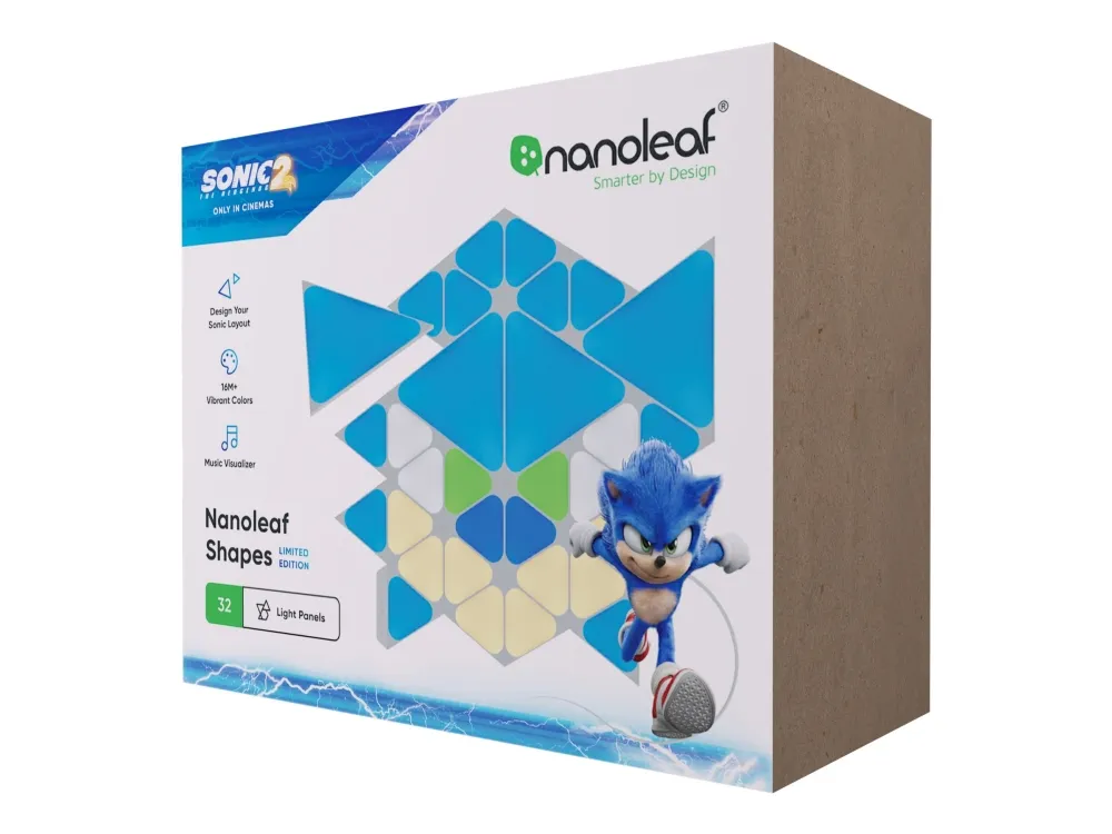 Nanoleaf Shapes Starter Kit (Sonic Limited Edition) - Trådløst belysningssæt - LED x 32 - klasse G - RGBW-lys - 1200-6500 K - triangel
