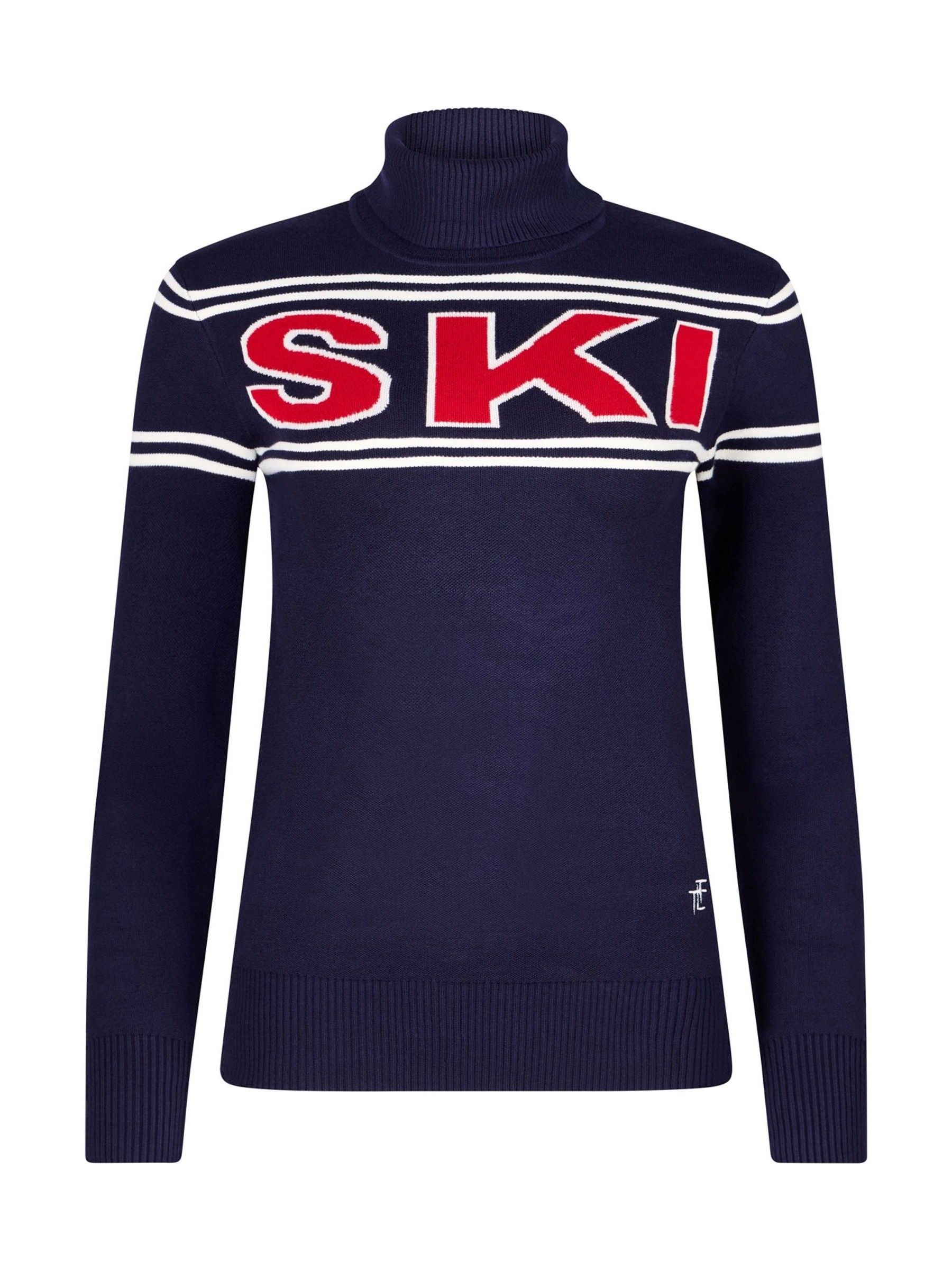 Blauw - The Little Tailor Ski Text Slim Fit Christmas Jumper