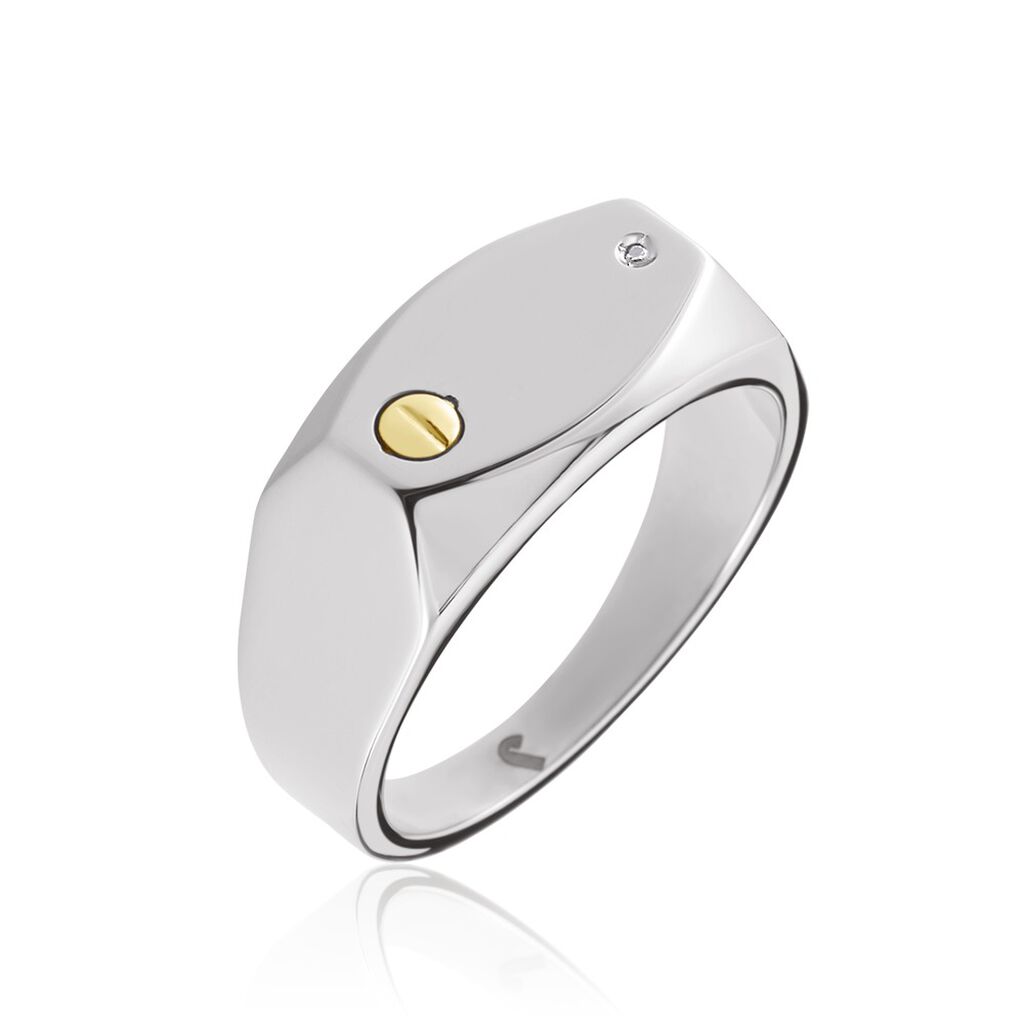 Chevalière Jourdan Lord Acier Bicolore Diamant