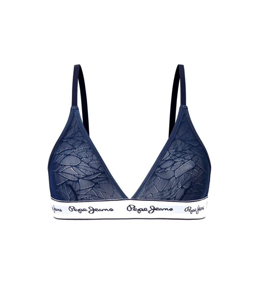 Sutiã Pepe Jeans em tela semitransparente azul marinho