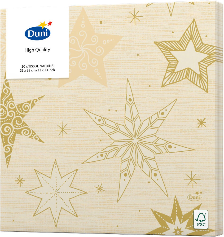 Duni servetten Star Stories crème 33 x 33 cm 20 stuks