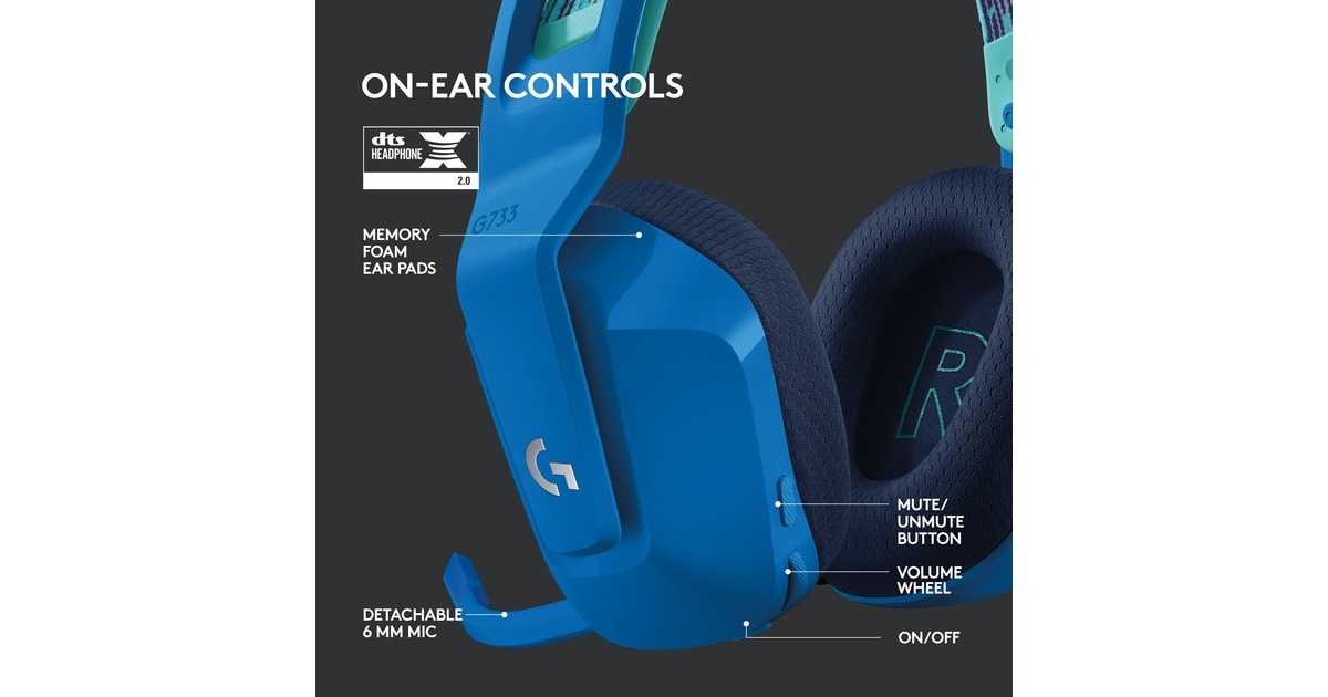 LogitechG733 LIGHTSPEED Wireless RGB  over-ear gaming headset  (Blauw, PC, PlayStation 4)