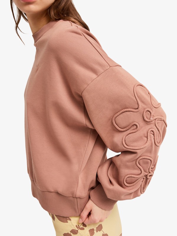 Flower Song Sweat oversize Marron Femme