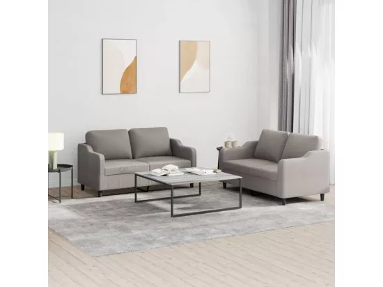 Ensemble de canapés 2 pcs avec coussins Taupe Tissu