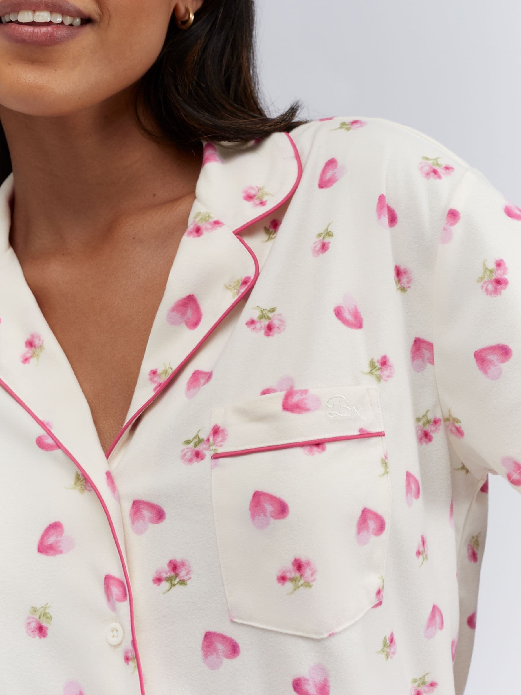 Cream Heart & Roses Print - Boux Avenue korte pyjama in een tas