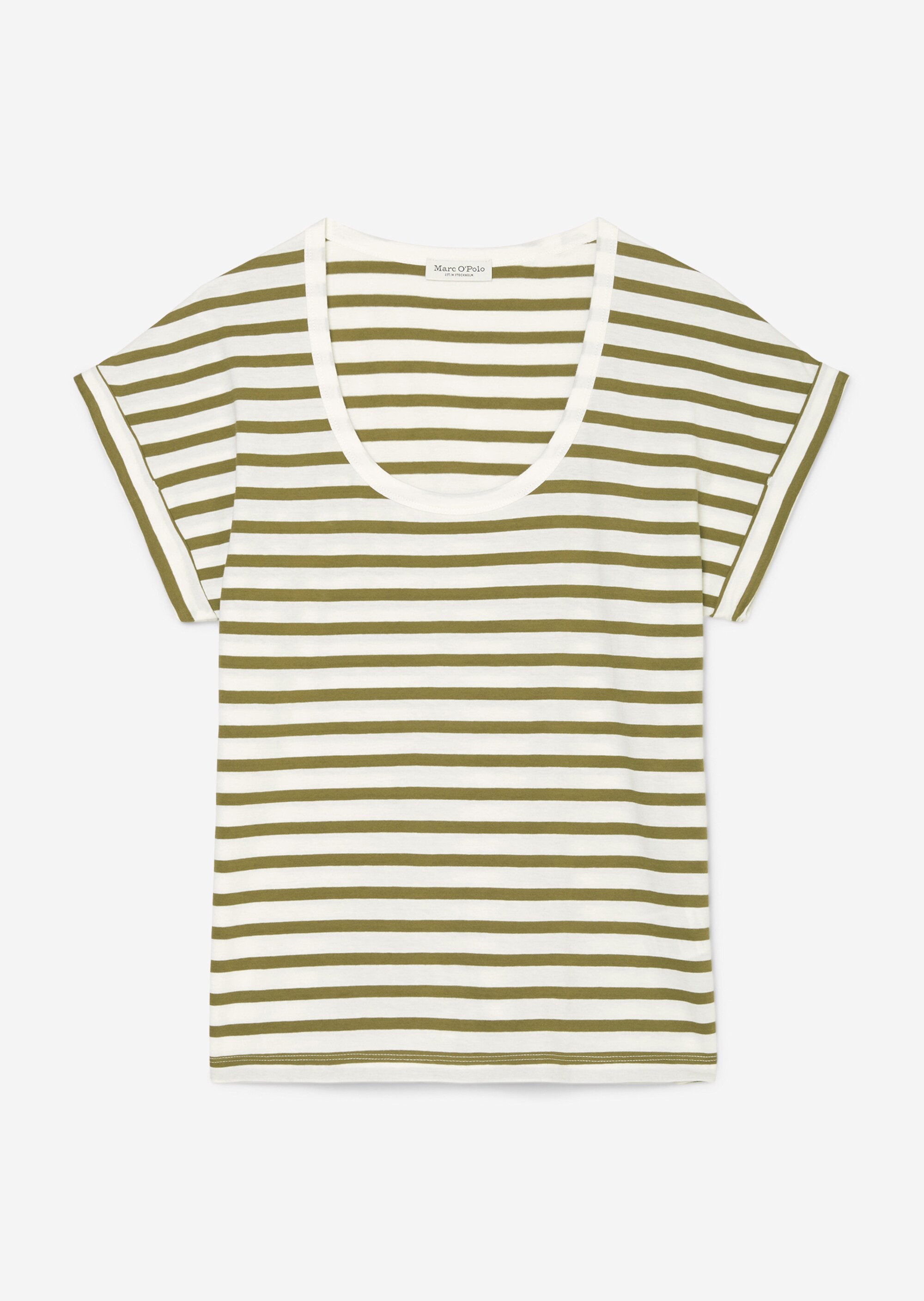 Streifen-T-Shirt mit angeschnittenen Ärmeln aus leichtem Single Jersey