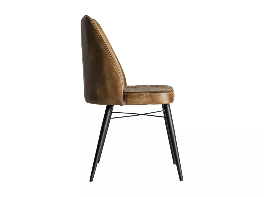 Chaise en peau camel en 48x48x82 cm
