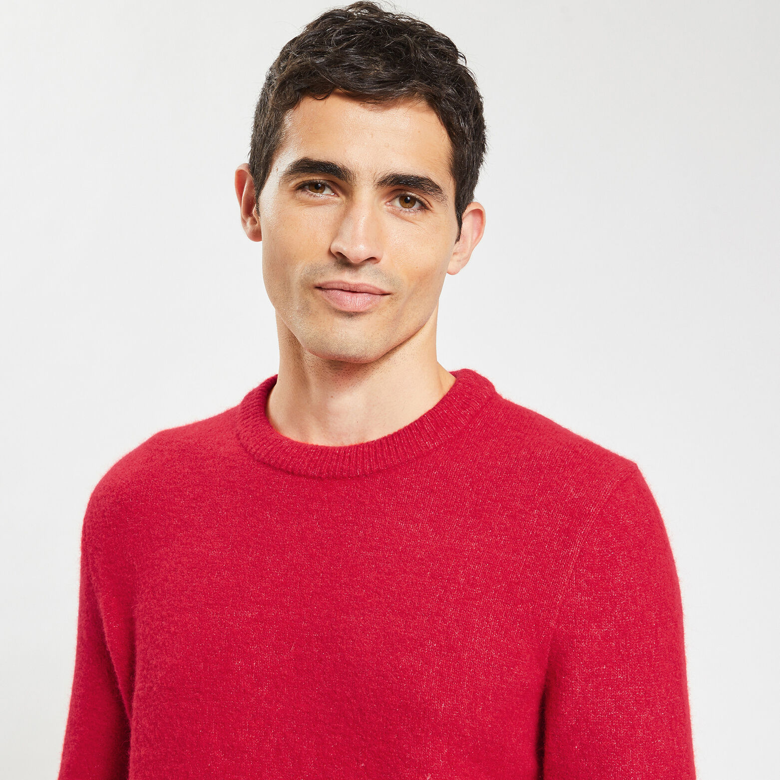 Pull col rond épais Rouge