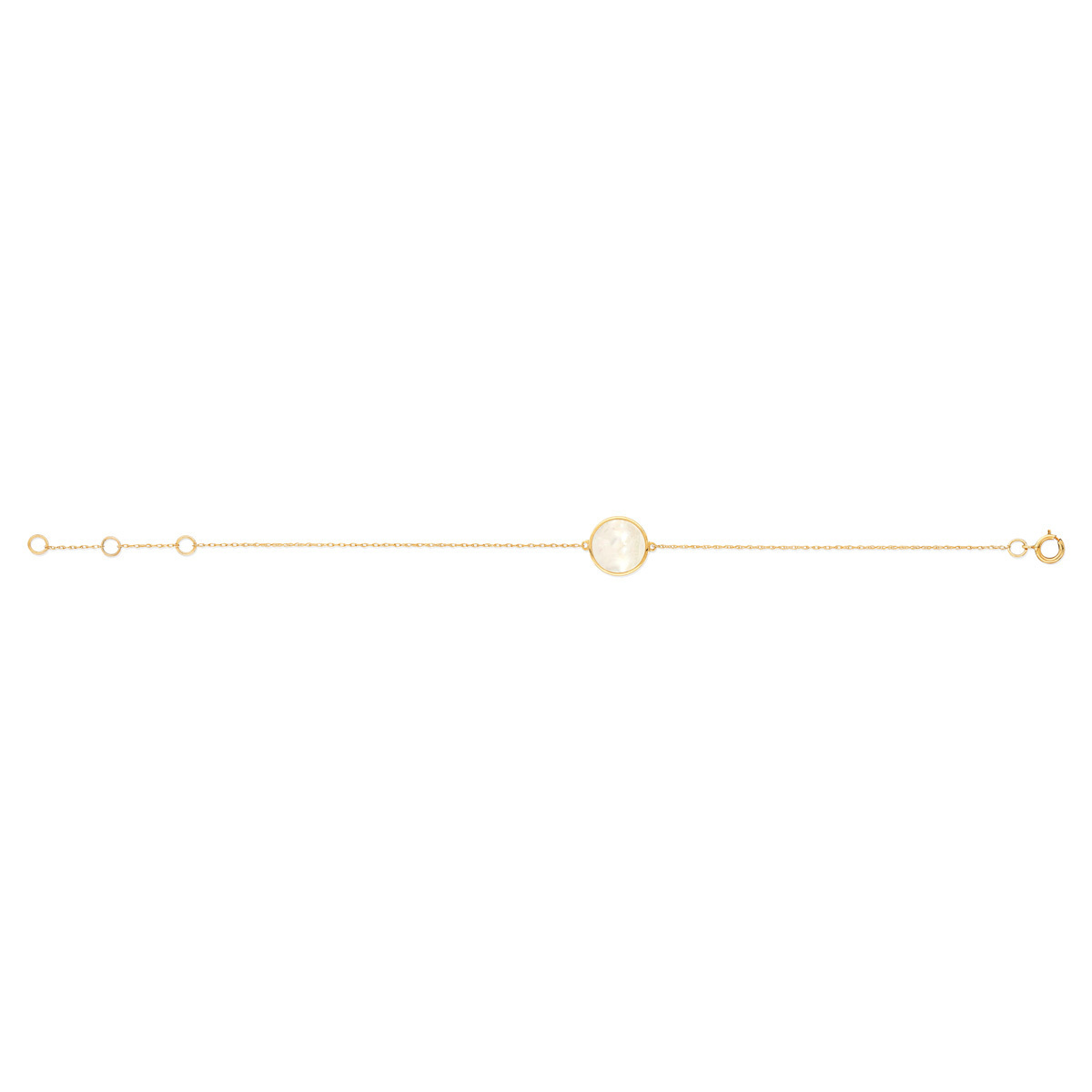 Bracelet or 375 jaune rond nacre 19 cm
