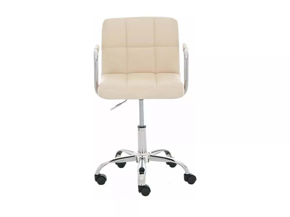 Chaise de bureau - Similicuir & Métal chromé - Crème - Lucy