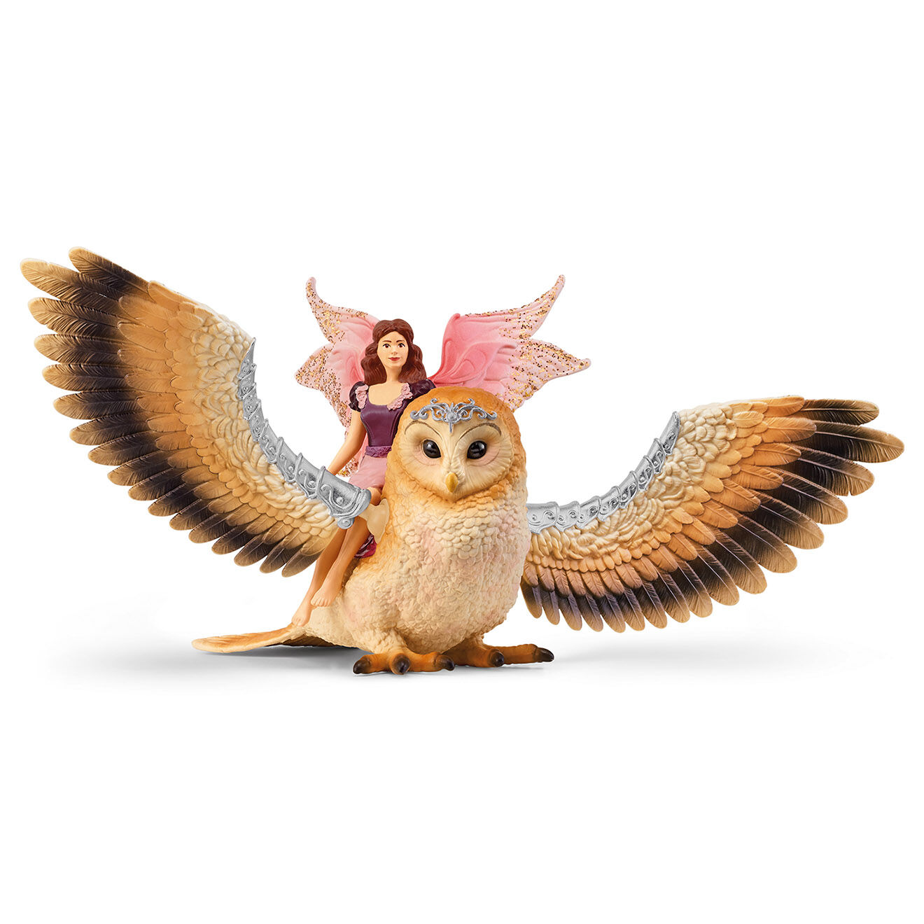 Schleich Elfe à dos de chouette scintillante multicolore
