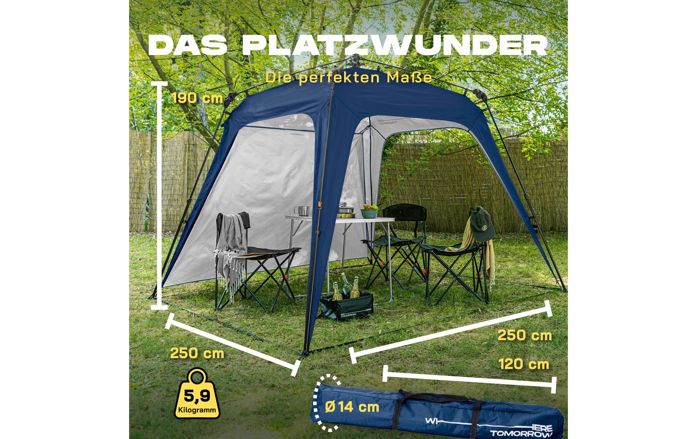Pavillon Pop Up - Blau<br>Outdoor-Pavillon mit Seitenschutz