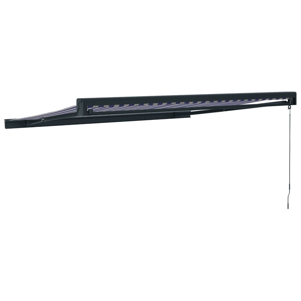 Auvent rétractable bleu et blanc 3x2,5 m tissu et aluminium