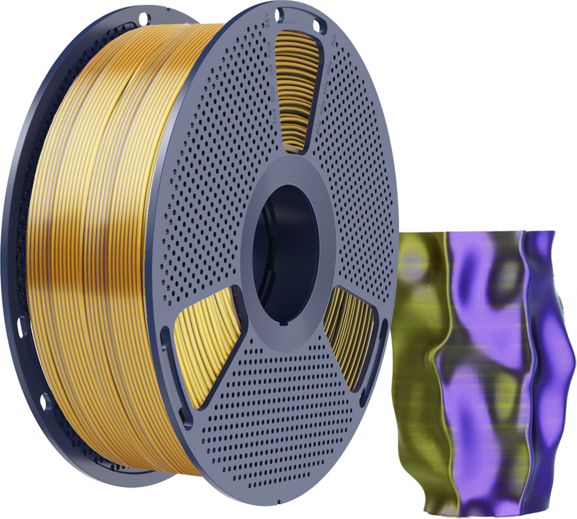 SUNLU  Silk PLA+ Tri-Color Black Gold Purple, 1,75 mm / 1000 g    Dreifärbiges PLA Material mit glänzendem Finish