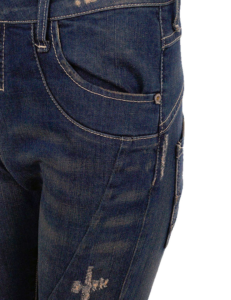 PLEASE JEAN FEMME P78 BOUTONS APPARENTS BLEU DENIM
