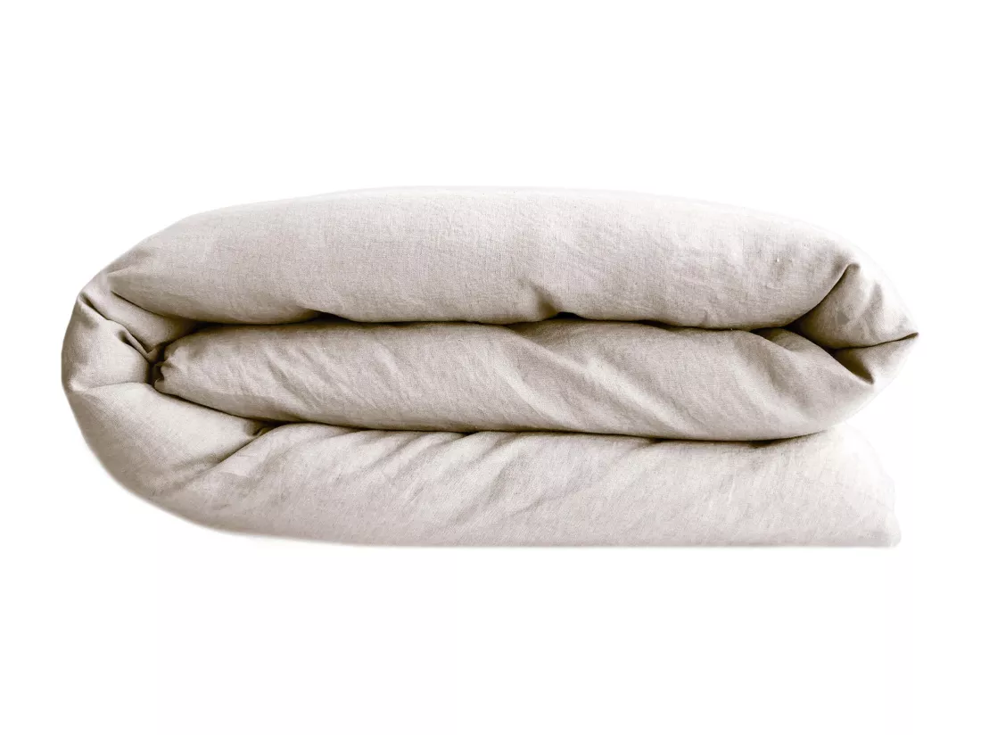 Housse de couette 200x200 cm lin lavé SONATE blanc Naturel