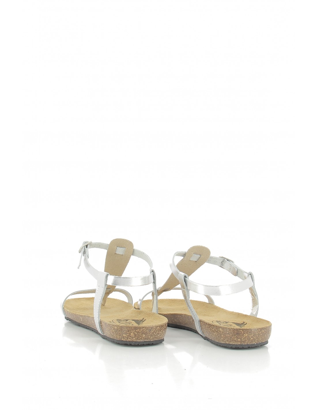 plakton Sandales femme mam zouk cuir argenté
