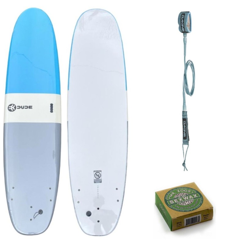 Pack Surf Dude Soft Deck Bleu + Leash + Wax - The Corner Shop