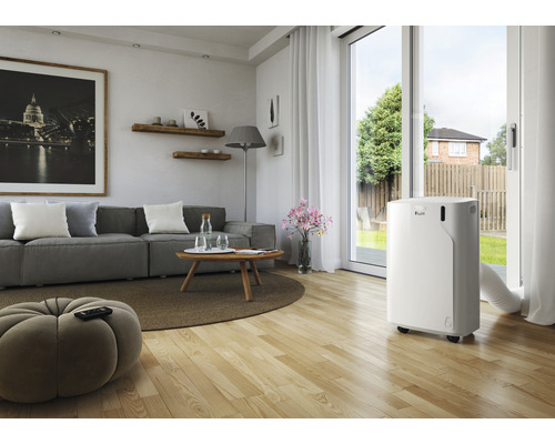 DeLonghi PAC EM90 Stille mobiele airconditioner voor ruimtes tot 95 m³ met 1,2 m afvoerslang + afstandsbediening