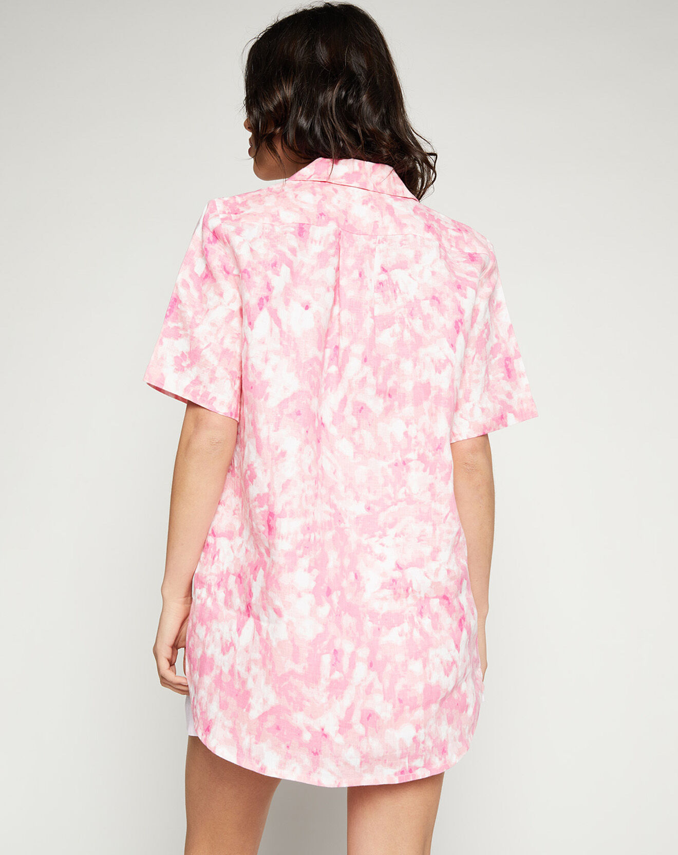Faithfull the Brand Grande chemise 100% Lin Charlita imprimée rose