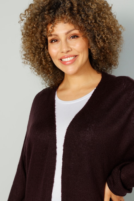 Strickjacke, Rücken mit Glitzerstern, offene Form, Langarm