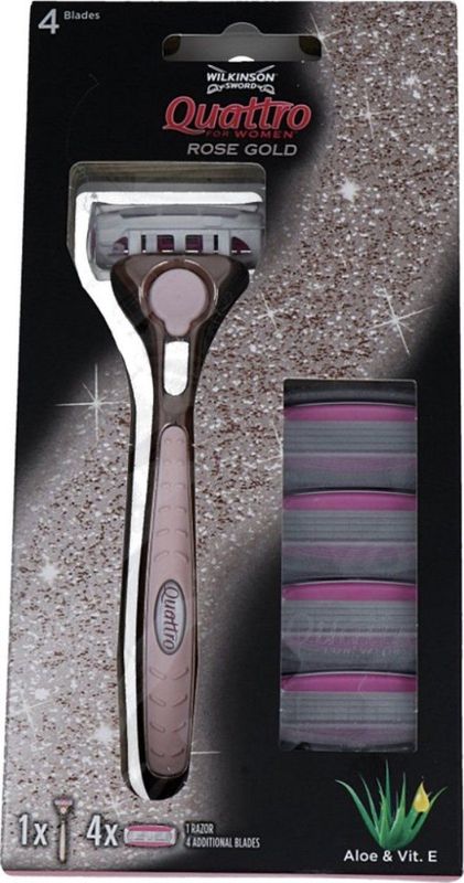 Wilkinson Sword Quattro for Women - Scheerapparaat + Vervangende Bladen 4st - Aloe & Vit. E