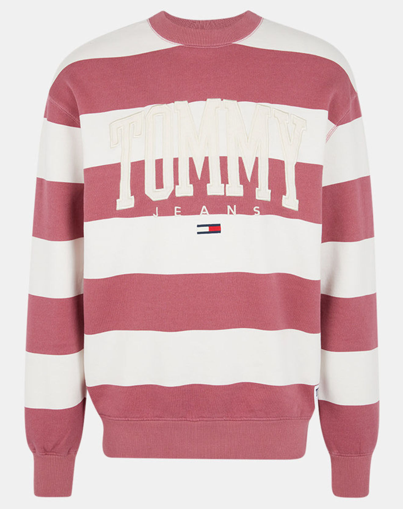 Tommy Jeans Sweat en Coton Bio Abo Tjm Collegiate rose/blanc