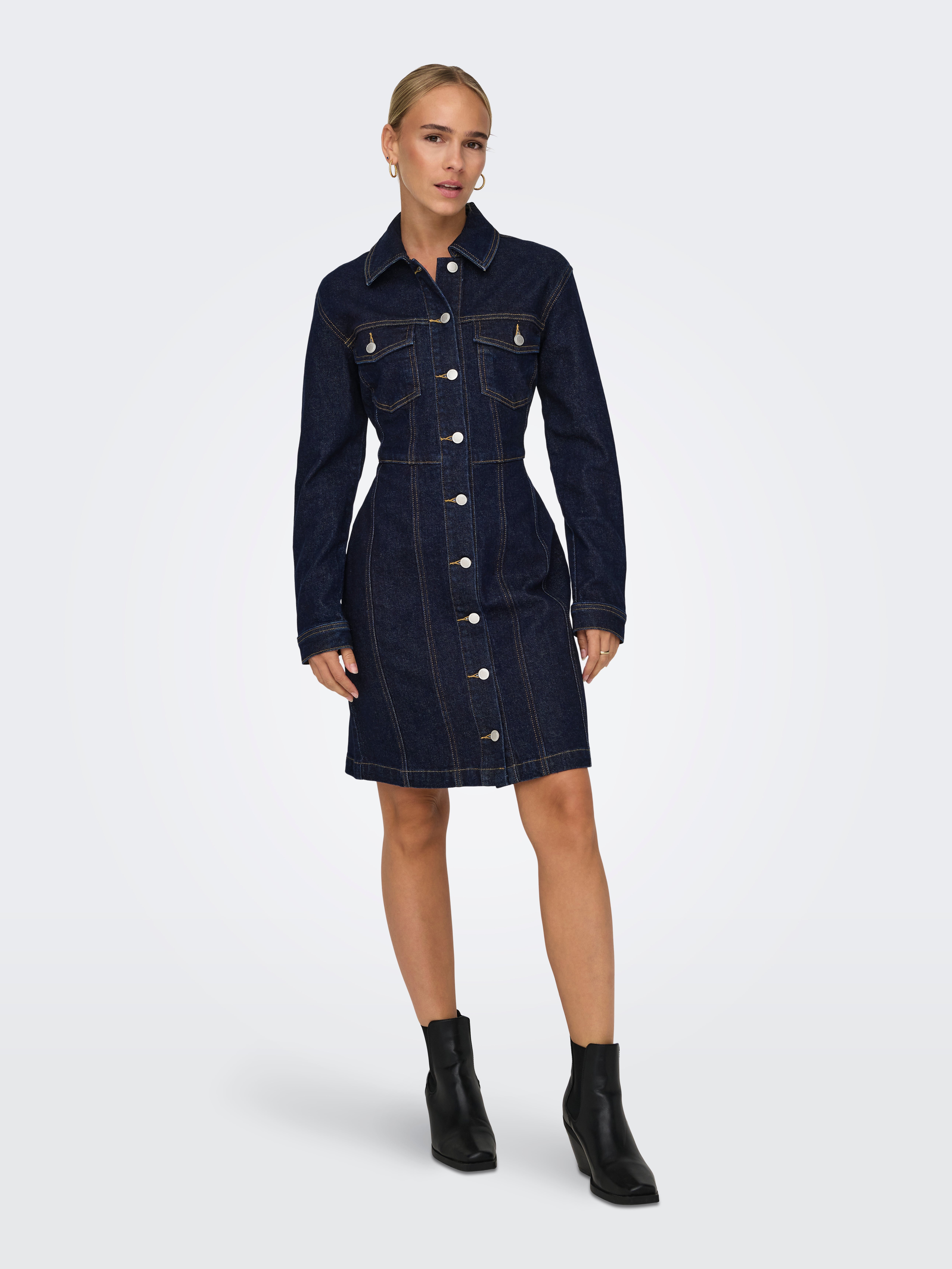 ONLHEATHER Langes Kleid Dark Blue Denim