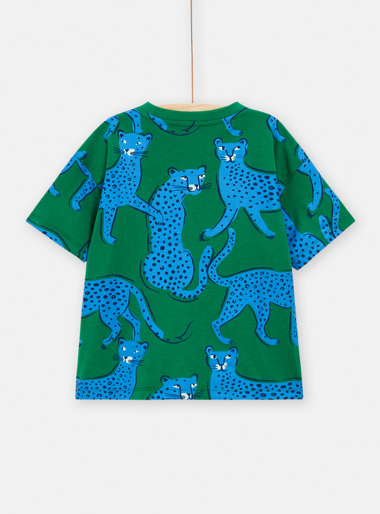 T-shirt vert animation guépard pour garçon