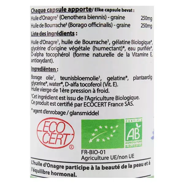 Vit'all+ Onagre Bourrache 500mg Bio 60 capsules