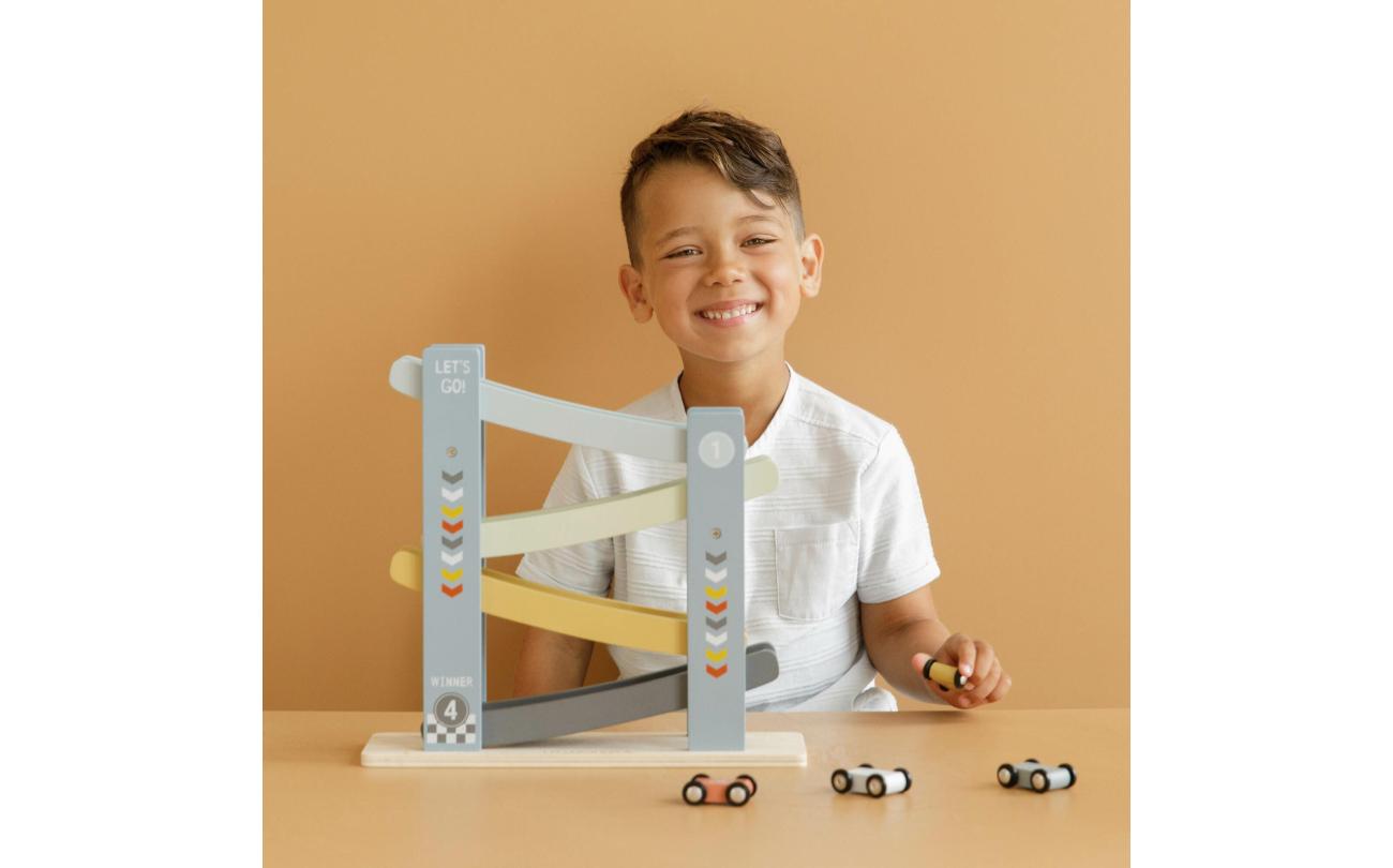 Little Dutch Houten Rollerbaan Cars met 4 auto's b