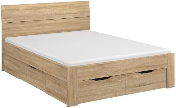 Rauch Möbel Flexx Bett Stauraumbett in Eiche Sonoma, Holz, mit 3 Schubladen als zusätzlichen Stauraum Liegefläche 140 x 200 cm Gesamtmaße Bett BxHxT 145 x 90 x 209 cm