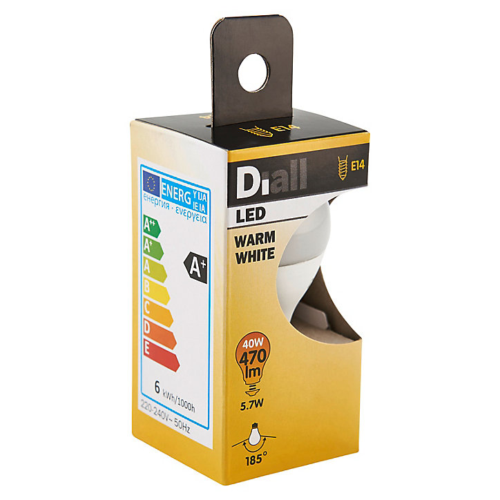 Ampoule LED Diall mini globe E14 5,7W=40W blanc chaud