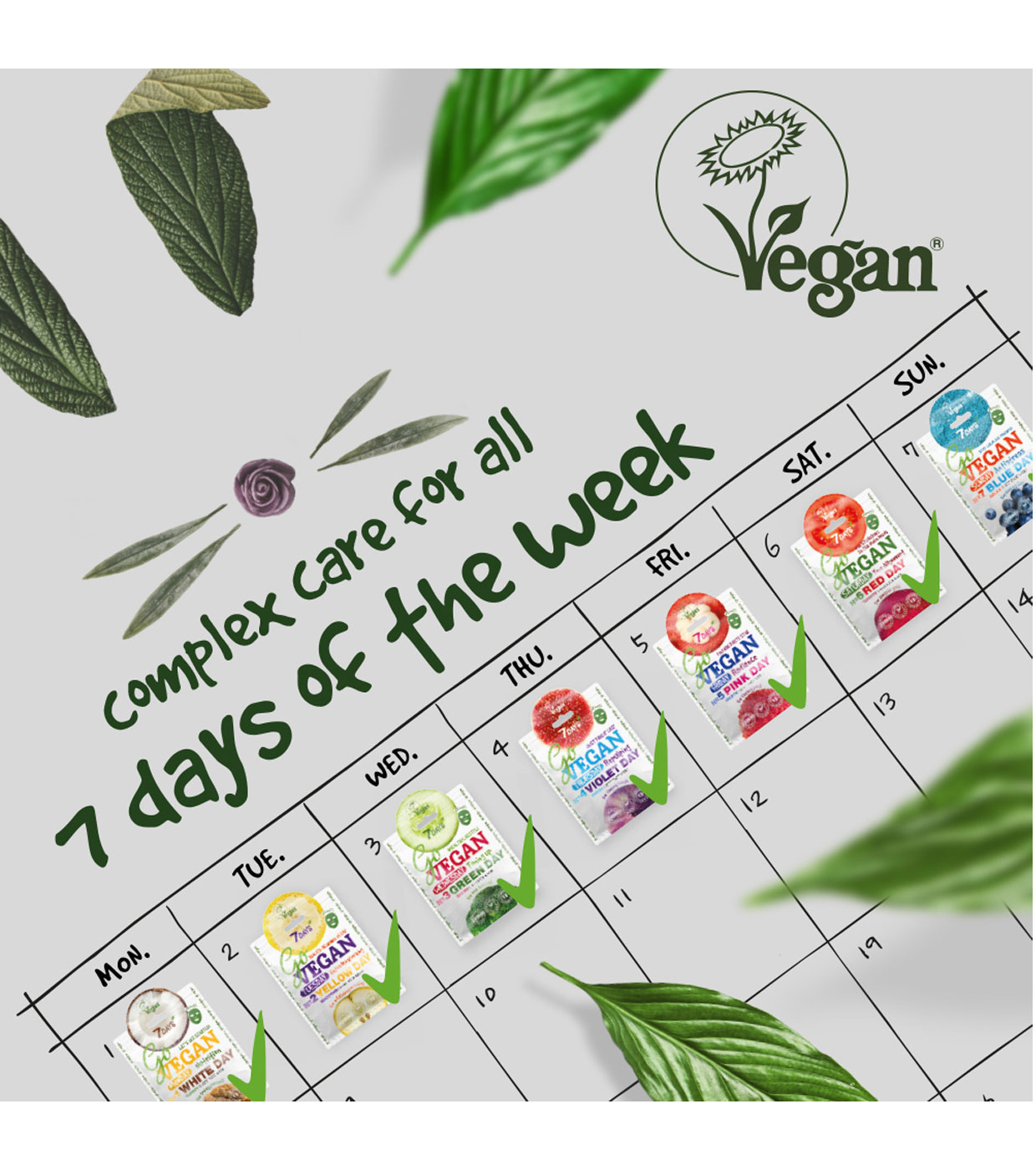 7DAYS - Conjunto de Máscara Facial  Go Vegan Healthy Week Colour Diet