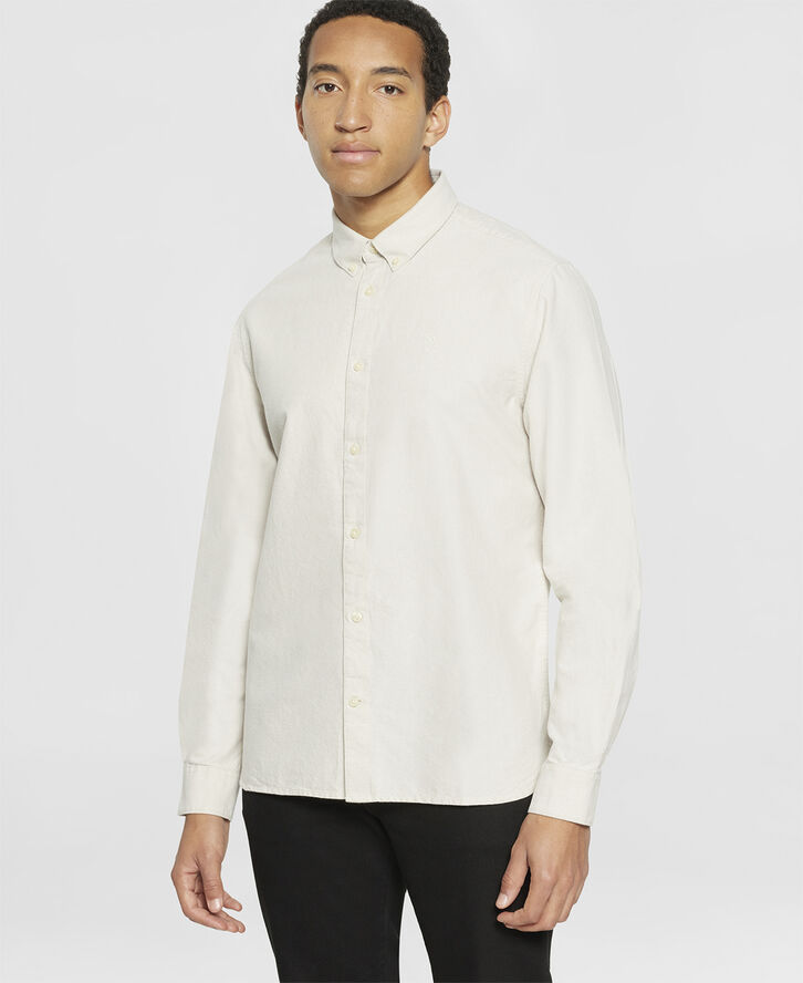 Knowledge Cotton Apparel Harald Small owl oxford regular fit shirt - GOTS/Vegan Light feather gray