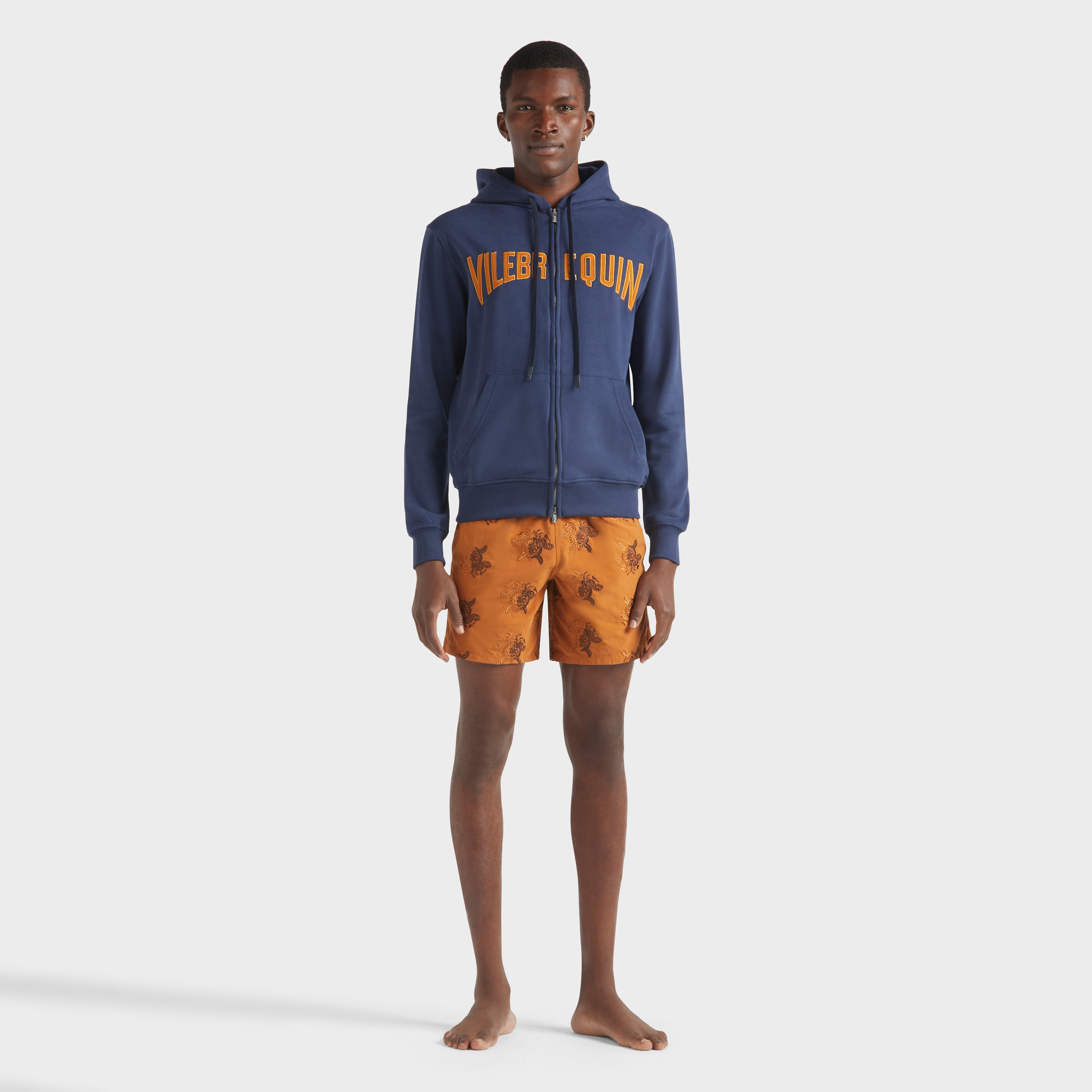 Sweat à Capuche en Coton Homme Logo Brodé