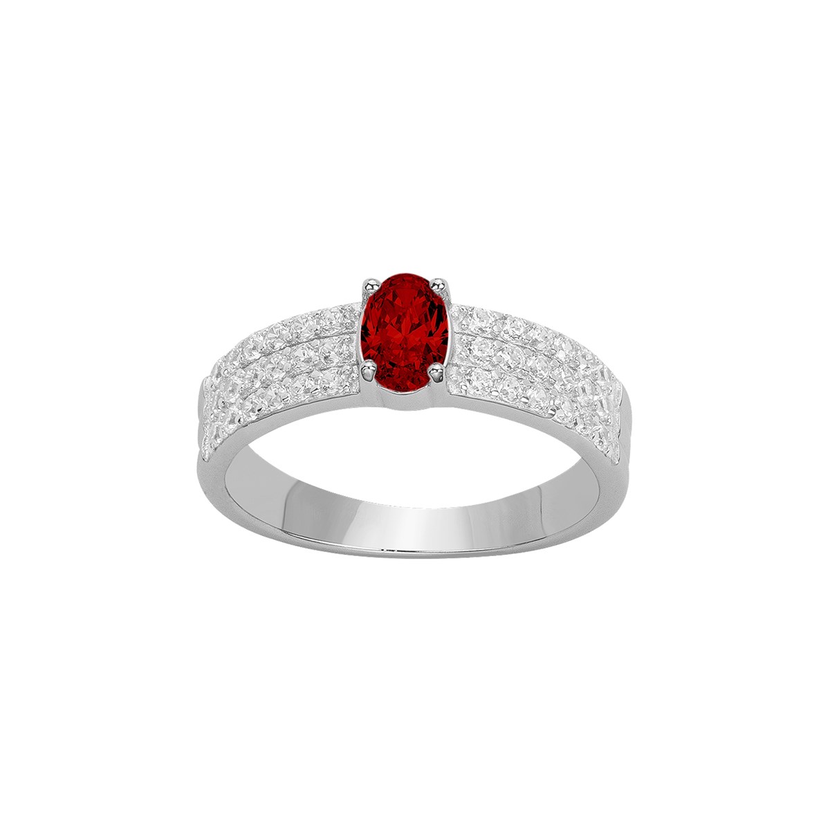Bague de fiançailles en Argent avec spinelle rouge rubis