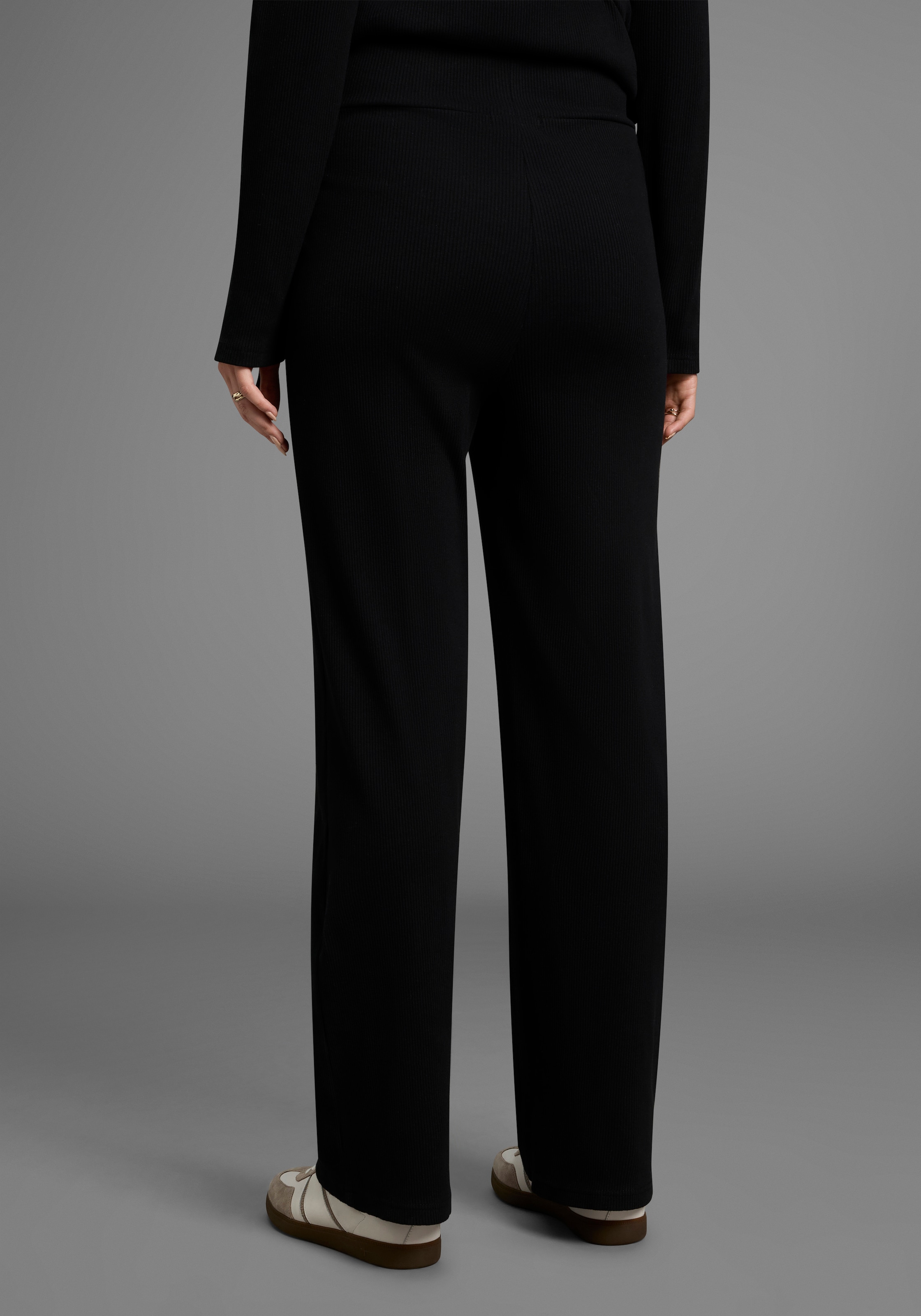 Neun Monate Umstandshose »Weite Jerseyhose für Schwangerschaft und Stillzeit«  Umstands-Hose aus Rippware mit weitem Bein