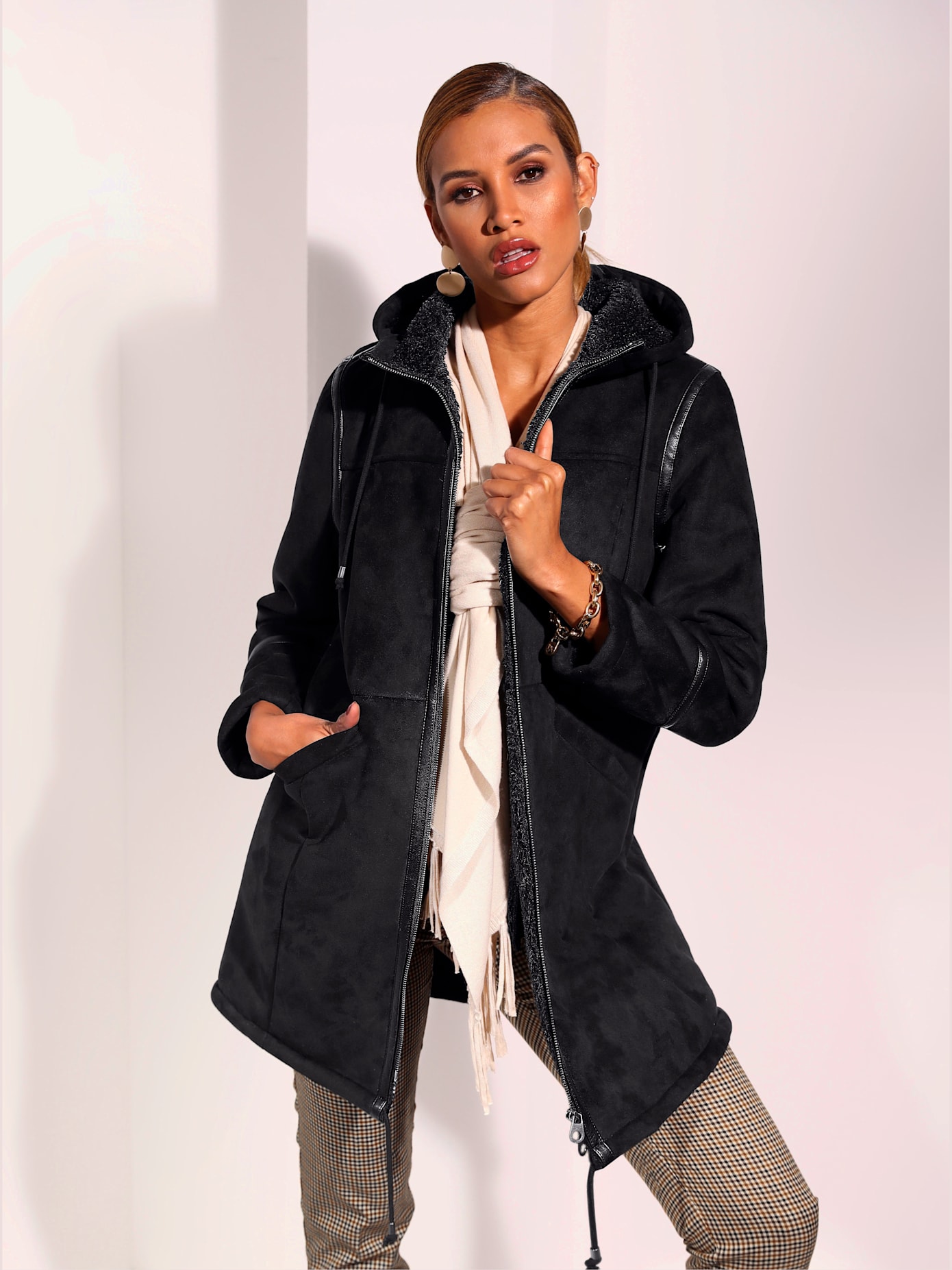 Veste en synthétique aspect peau d'agneau