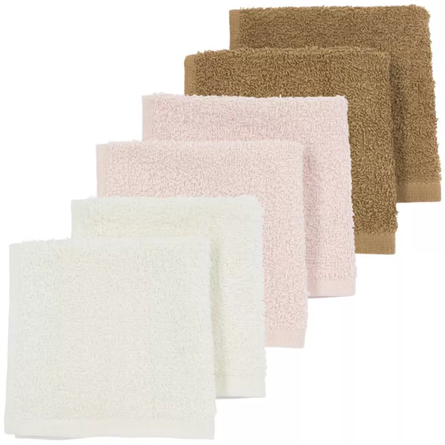 MEYCO Spucktücher 6er Pack weißpinkbraun
